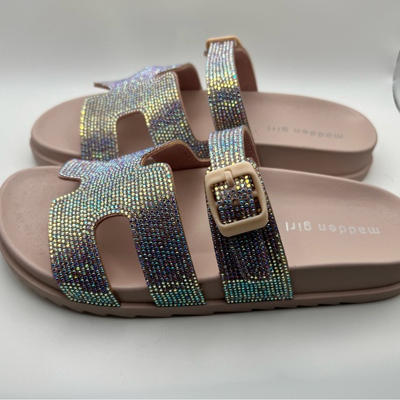 Madden Girl Sparkling Darling Blush Multi Slide Sandals - Picture 3 of 5